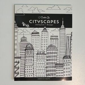 American Crafts Creative Zen Word Art Coloring Book Cityscapes NEW 48 Pages